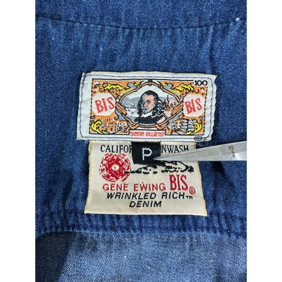Gene Ewing BIS Womens Denim Jacket Blazer Size P Elastic Waist Pockets Vintage - Picture 3 of 8
